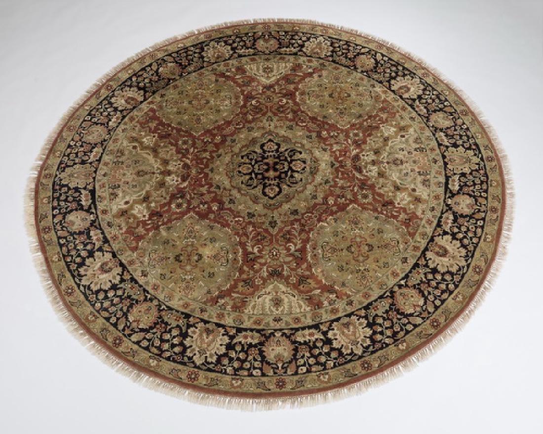 Circular Sino-Tabriz hand knotted wool rug, 100"dia (1 of 4)