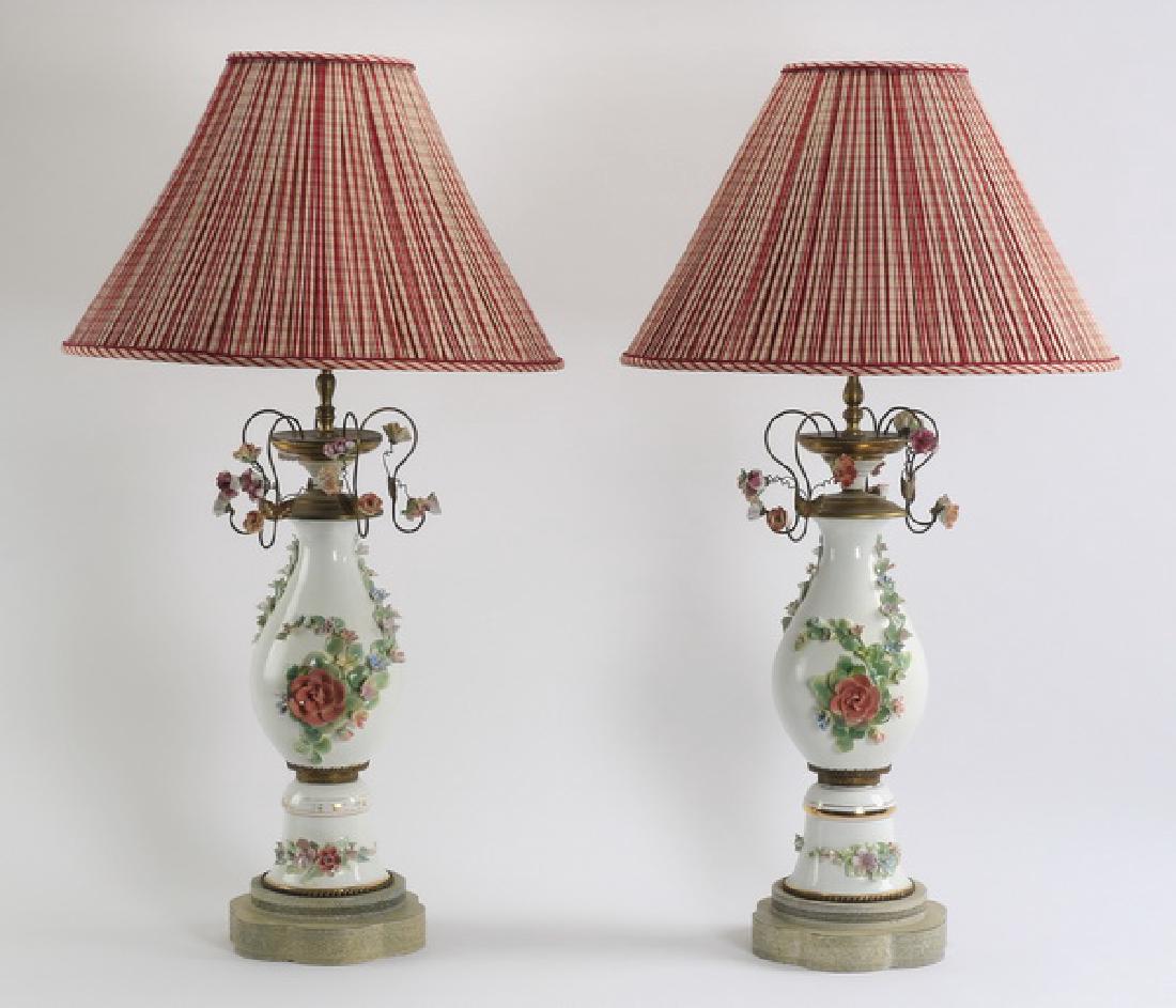 (2) Porcelain and tole lamps, 35"h (1 of 5)