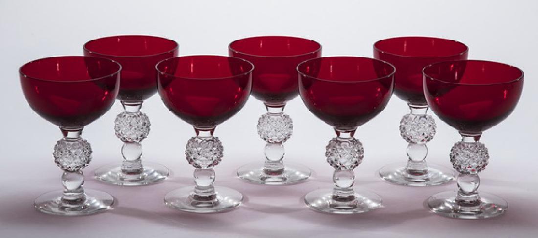 (7) Ruby Morgantown coup glasses, 5"h (1 of 1)
