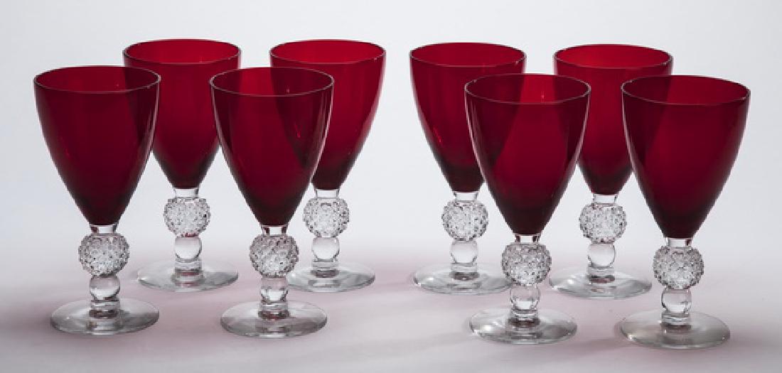 (8) Ruby Morgantown water goblets, 7"h (1 of 1)