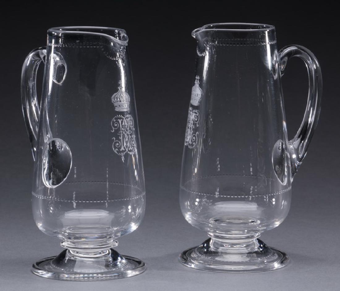 (2) Continental crystal pitchers, w/ monogram, 7"h (1 of 1)