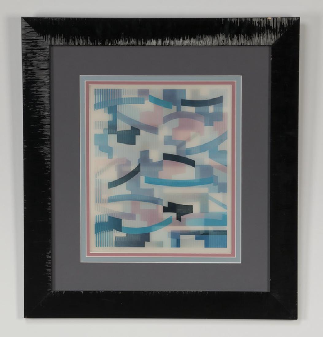 20th c. framed whimsical optical illusion grid (1 of 4)