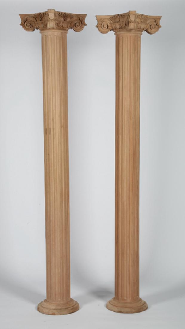(2) Unfinished carved mahogany Doric columns, 96"h (1 of 1)