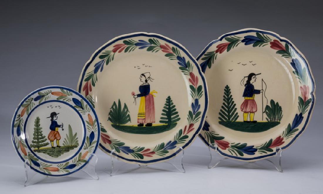 3-Piece Quimper petite Breton faience pottery (1 of 5)