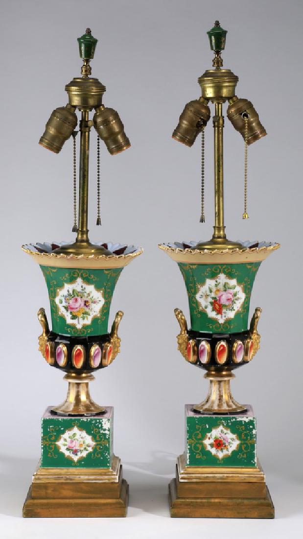 (2) Porcelain vases mounted as lamps, 26"h (1 of 6)