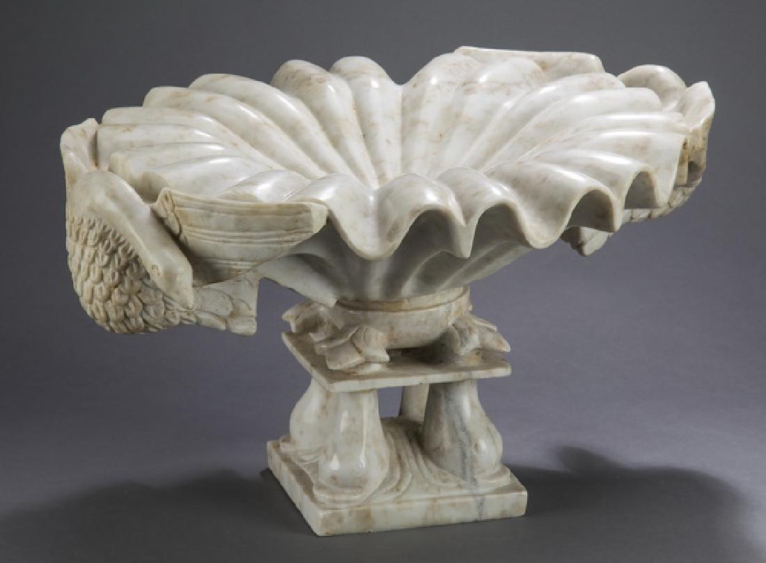 Marble centerpiece w/ swans & dolphins, 13"h (1 of 3)