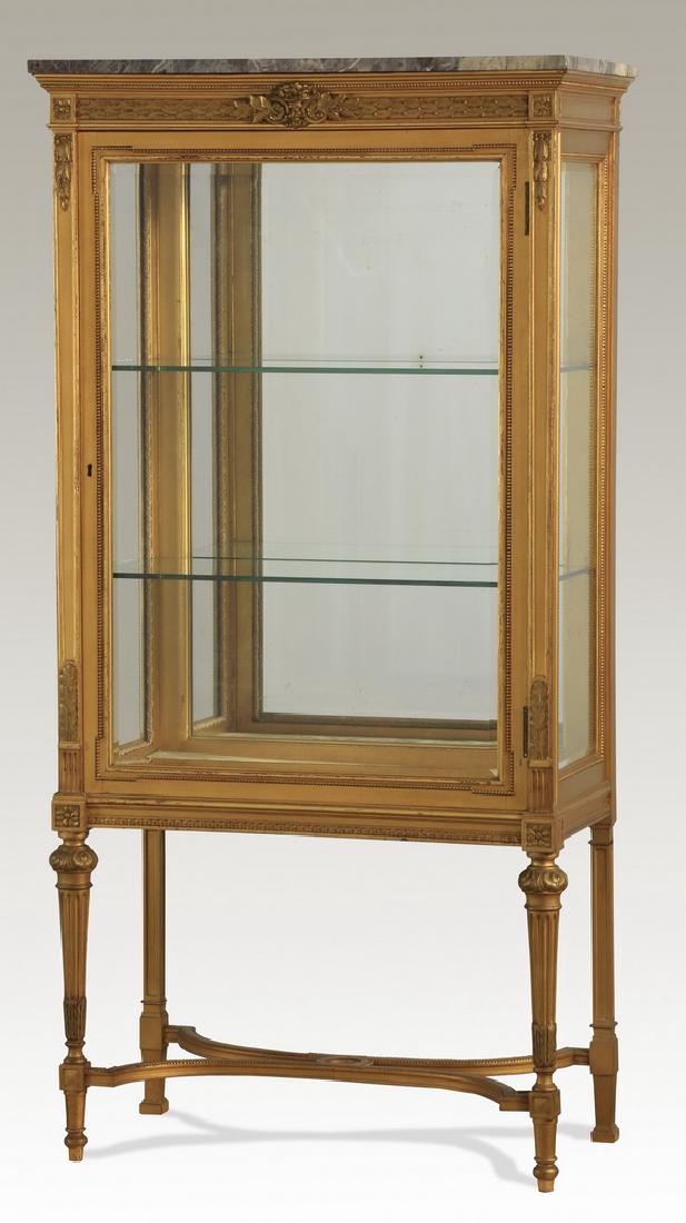 19th c. French marble top vitrine, 59"h (1 of 5)
