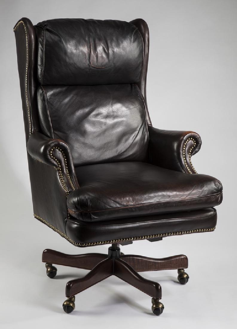 Executive leather wingback swivel office chair (1 of 2)