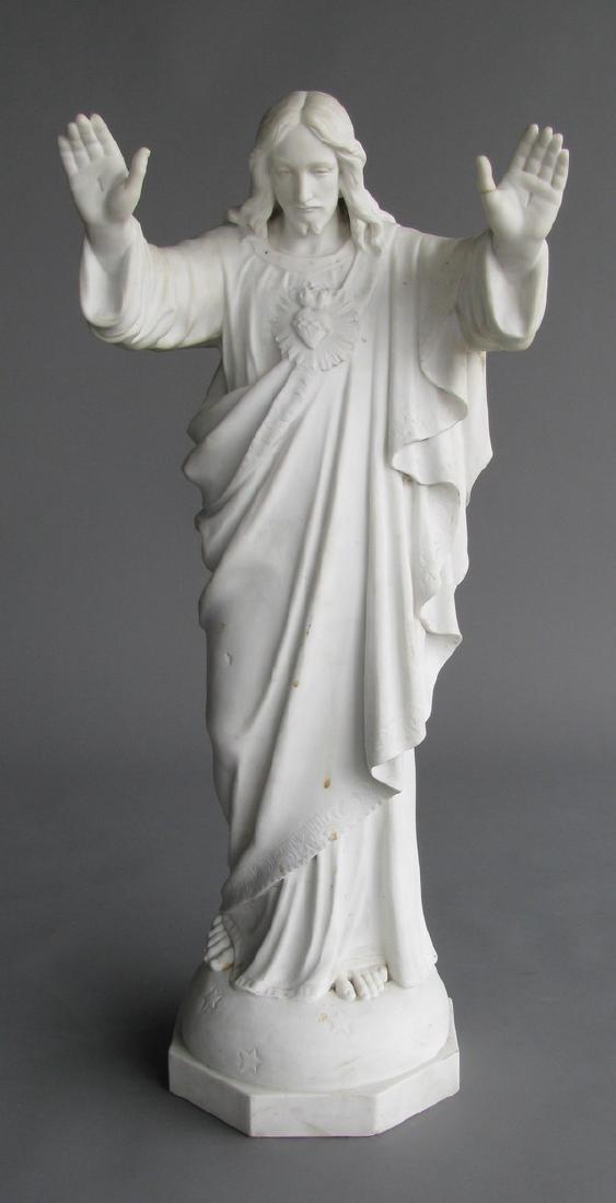 19th c. carved marble sculpture of Christ (1 of 4)