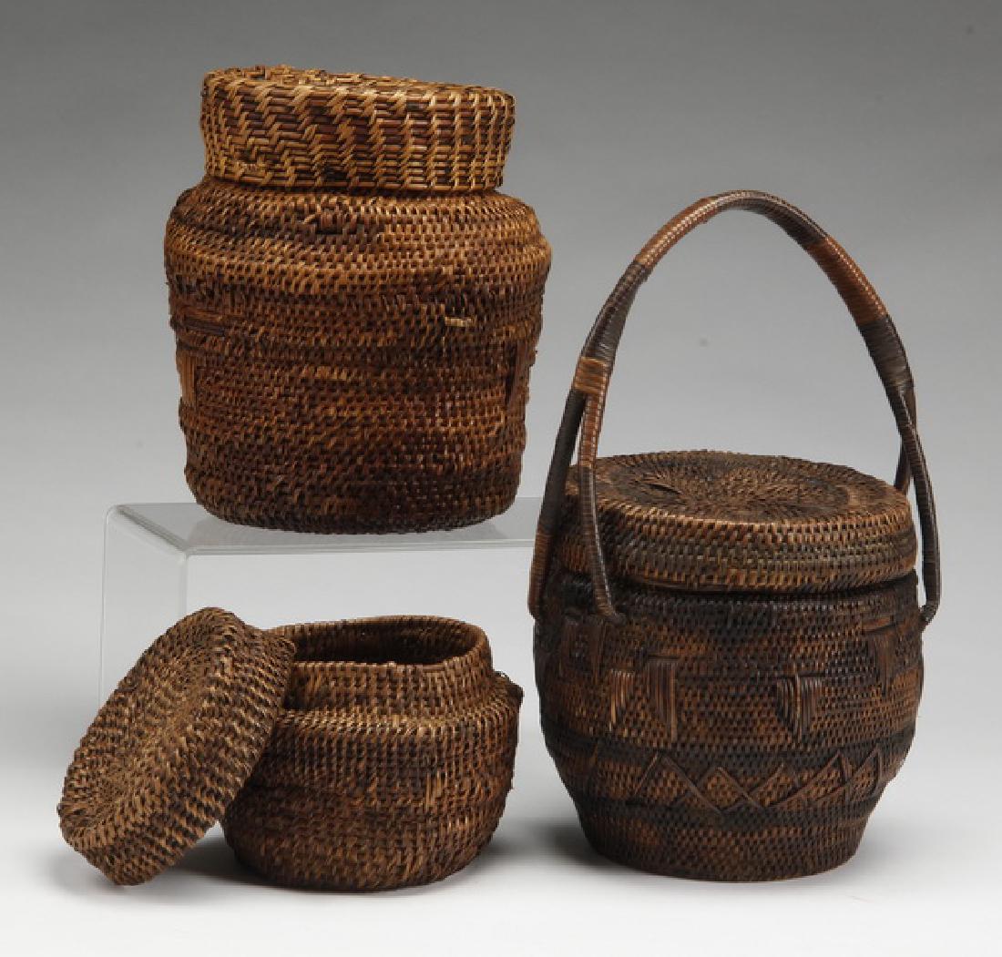 (3) African baskets with covers (1 of 2)