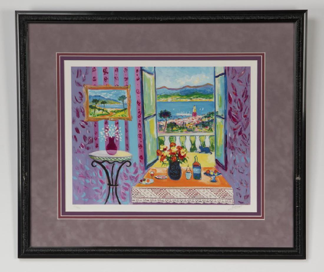 Jean-Claude Picot serigraph of balcony scene, signed (1 of 4)