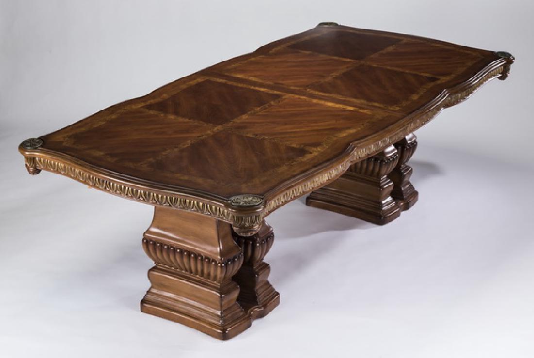 Neoclassical style mahogany & burl wood dining table (1 of 6)