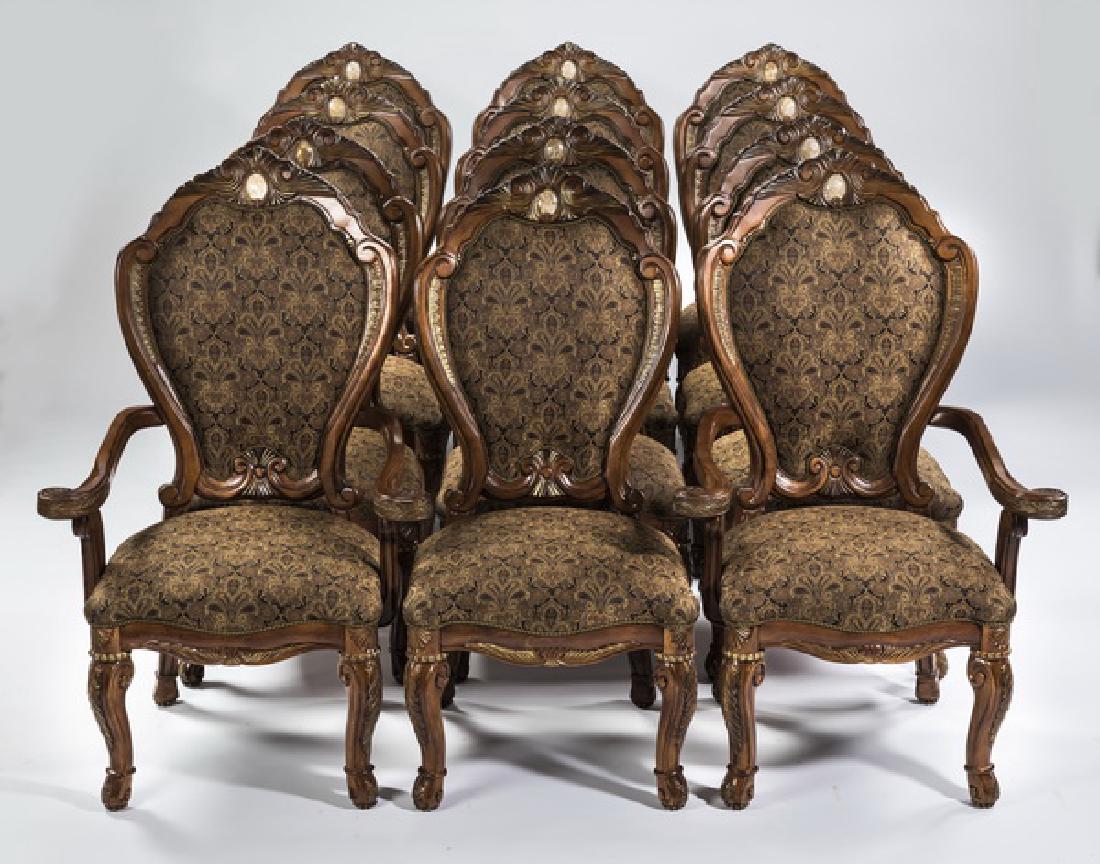 (12) Rococo style mahogany dining chairs, 47"h (1 of 4)