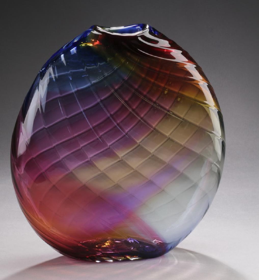 Multi-color art glass sculpture vase, signed, 13"h (1 of 1)