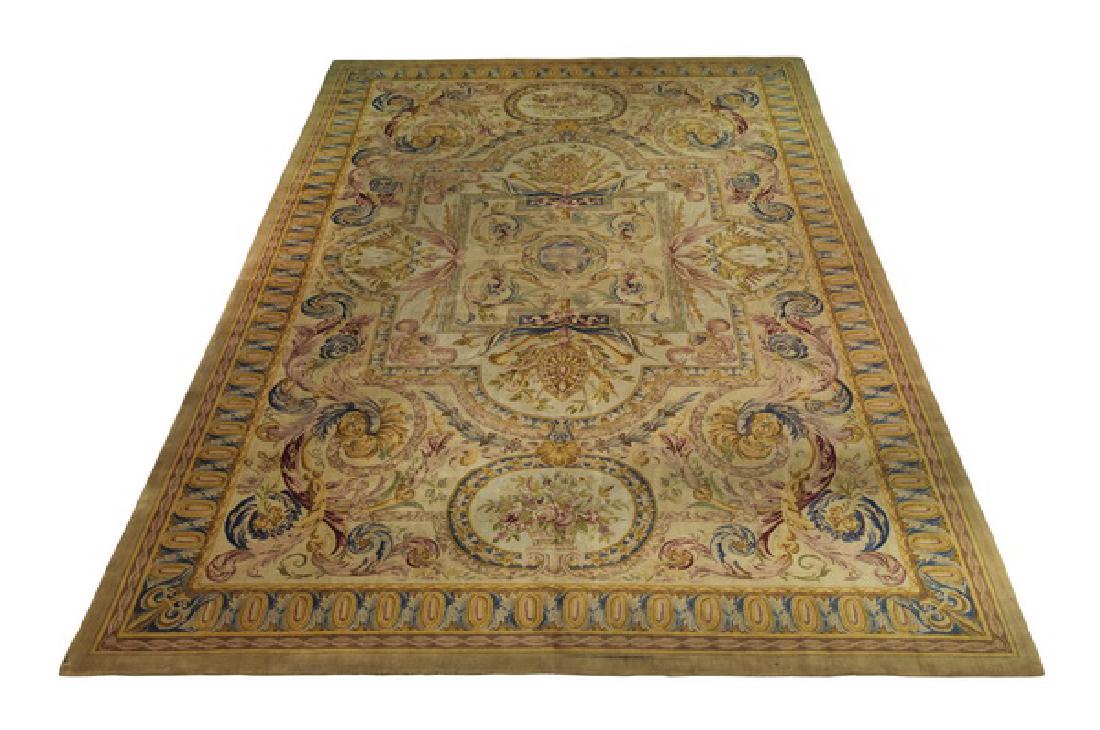 Aubusson style hand knotted wool rug, 19'l (1 of 4)