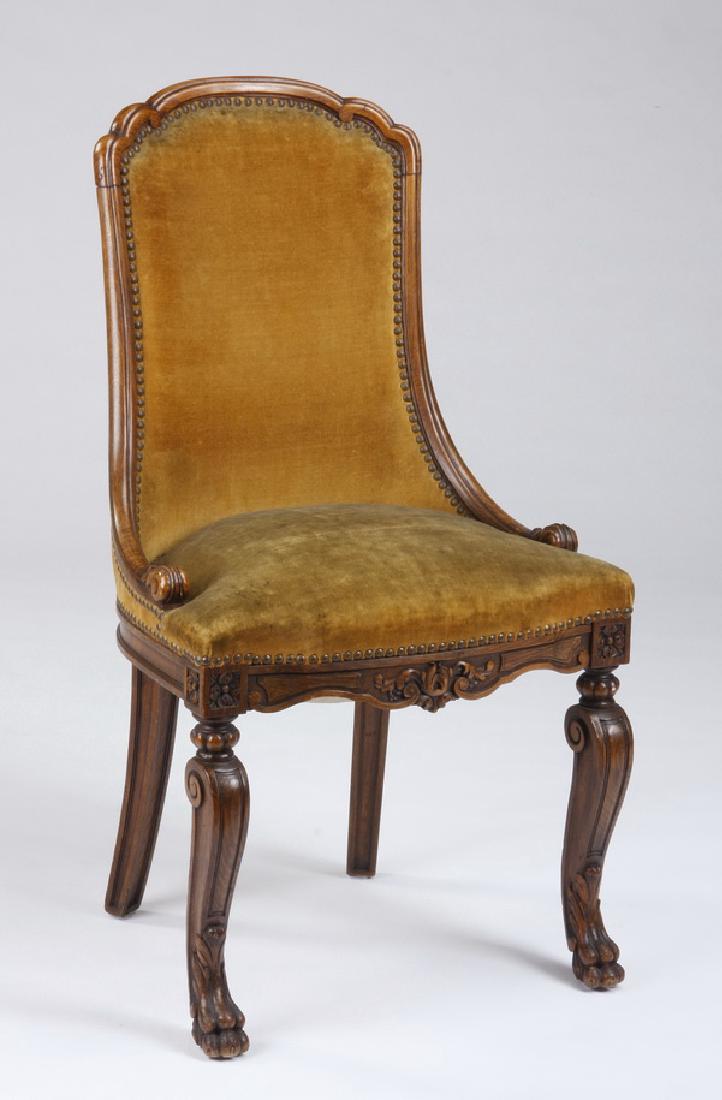 19th c. French walnut side chair in velvet (1 of 2)