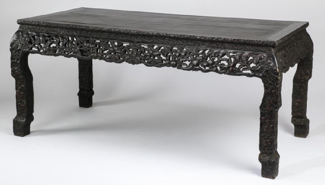 Chinese ebonized and pierce carved painting table (1 of 10)
