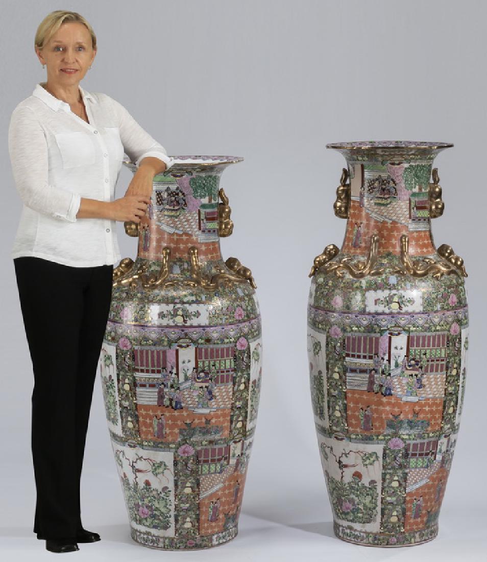 (2) Chinese Rose Canton floor vases, 53"h (1 of 8)