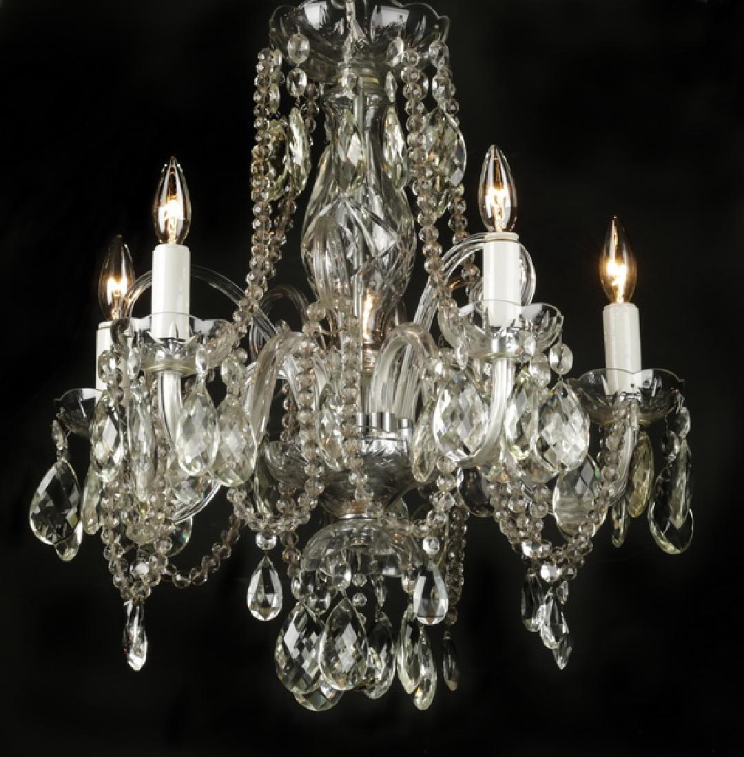 Continental 6-arm crystal chandelier, 23"h (1 of 3)