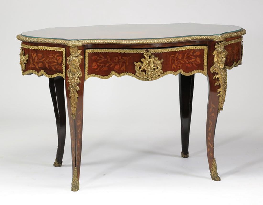 Louis XV style marquetry inlaid center table (1 of 7)