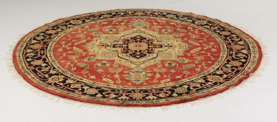 Hand-knotted circular Sino-Tabriz rug, 8' dia (1 of 4)