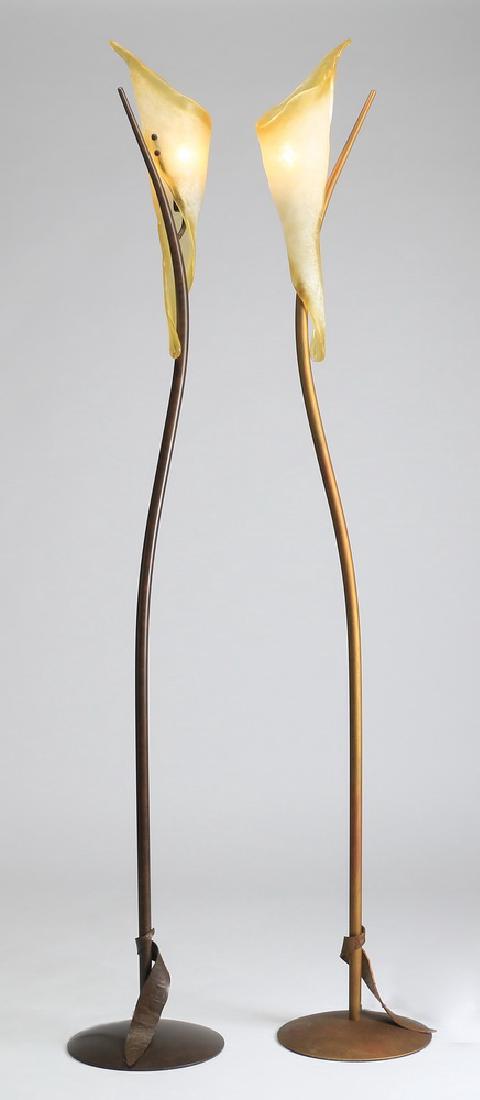 (2) Italian floor lamps with art glass shades (1 of 3)