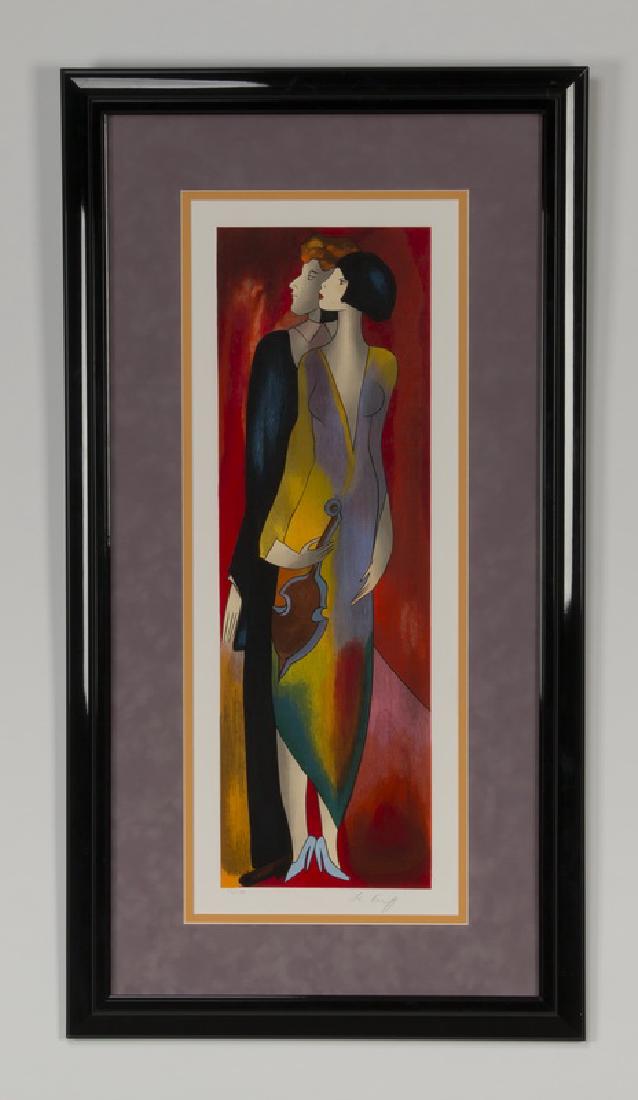 Linda Le Kinff serigraph of couple, signed, numbered (1 of 4)