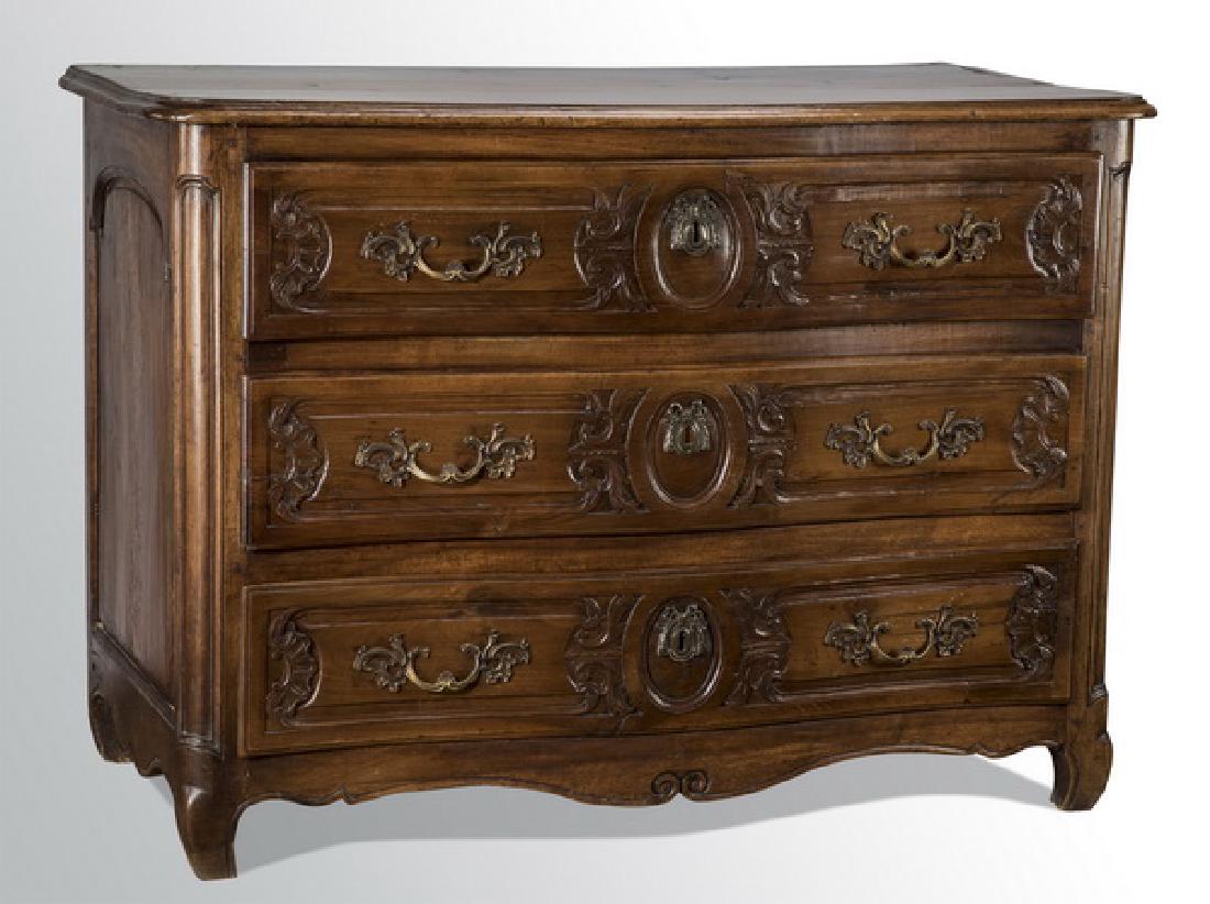 18th c. French Provincial walnut commode, 40"h (1 of 5)