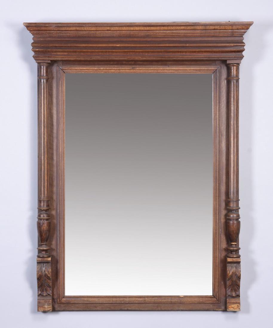 Early 20th c. carved walnut mirror, 45"h (1 of 1)