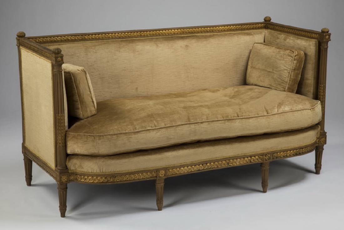 Empire style parcel gilt canape in gold velvet (1 of 2)