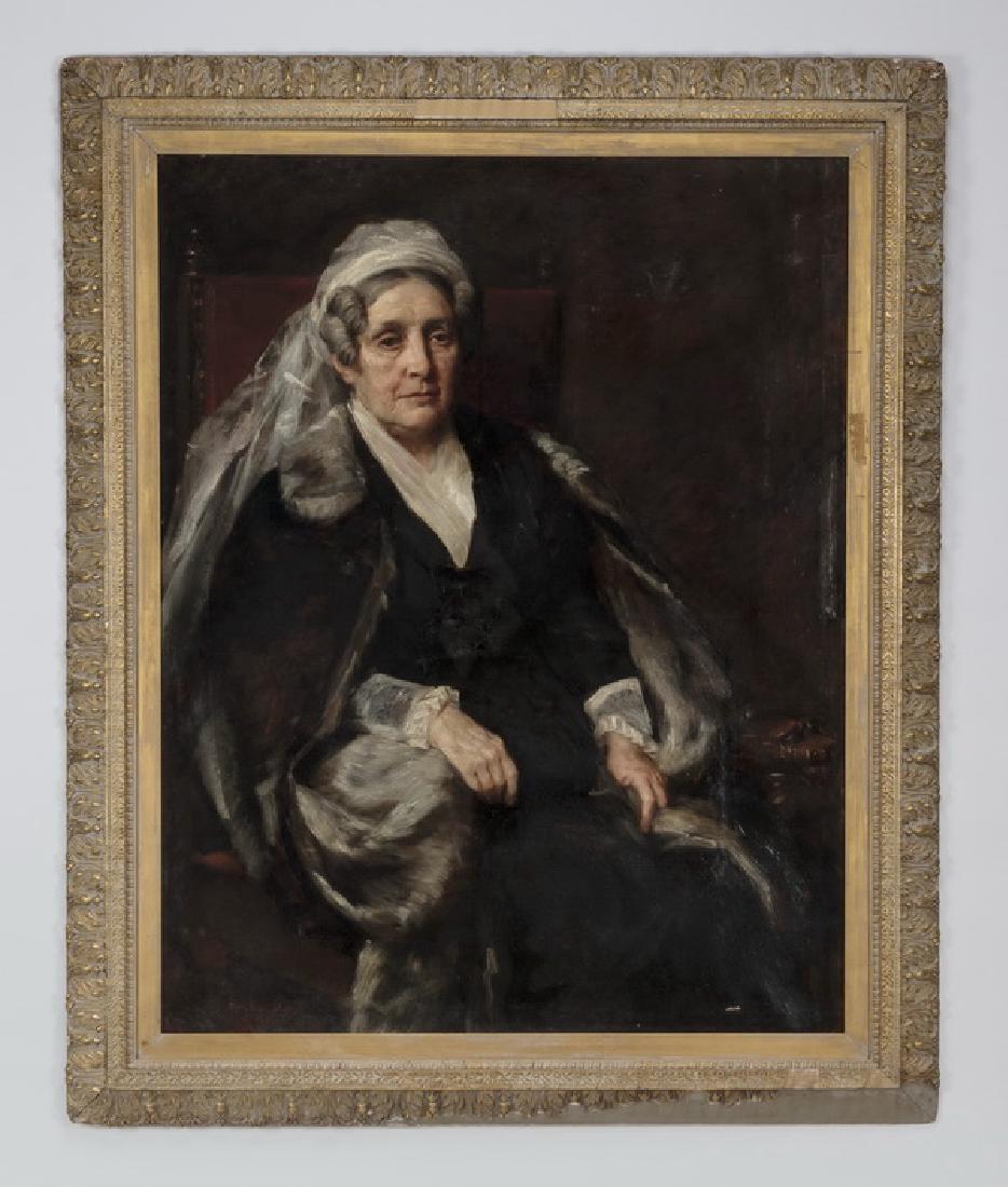 Anna Lea Merritt signed O/c of Spanish matron, 19th c (1 of 4)