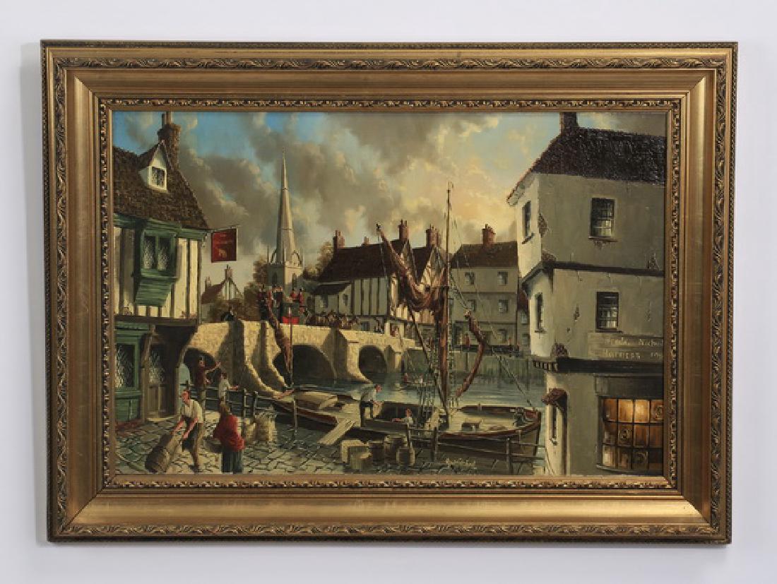 R. J. Mitchell signed O/c, British villlage (1 of 5)