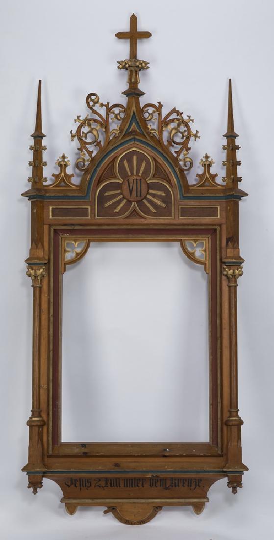 Early 20th c. Gothic Revival carved, decorated frame (1 of 3)