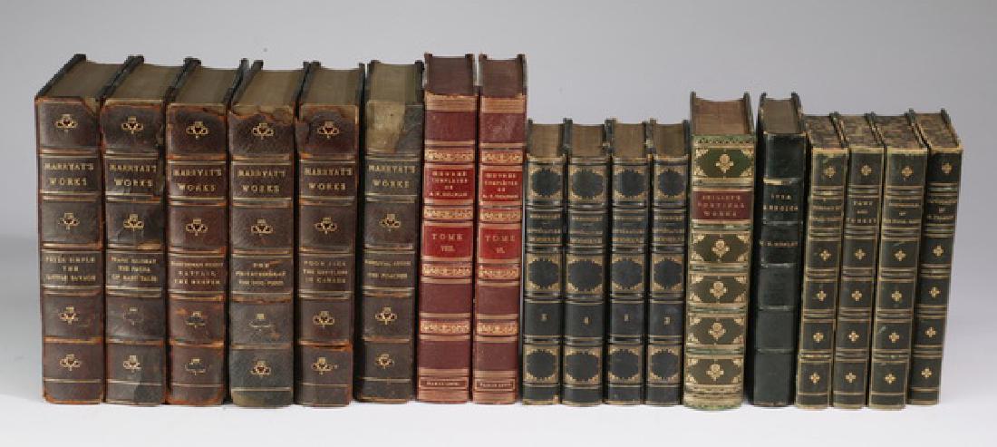 (18) 19th century leather bound books, some French (1 of 1)