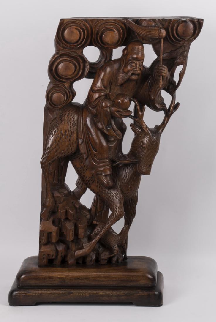 Chinese carved architectural fragment, Shou Lao, 33"h (1 of 4)
