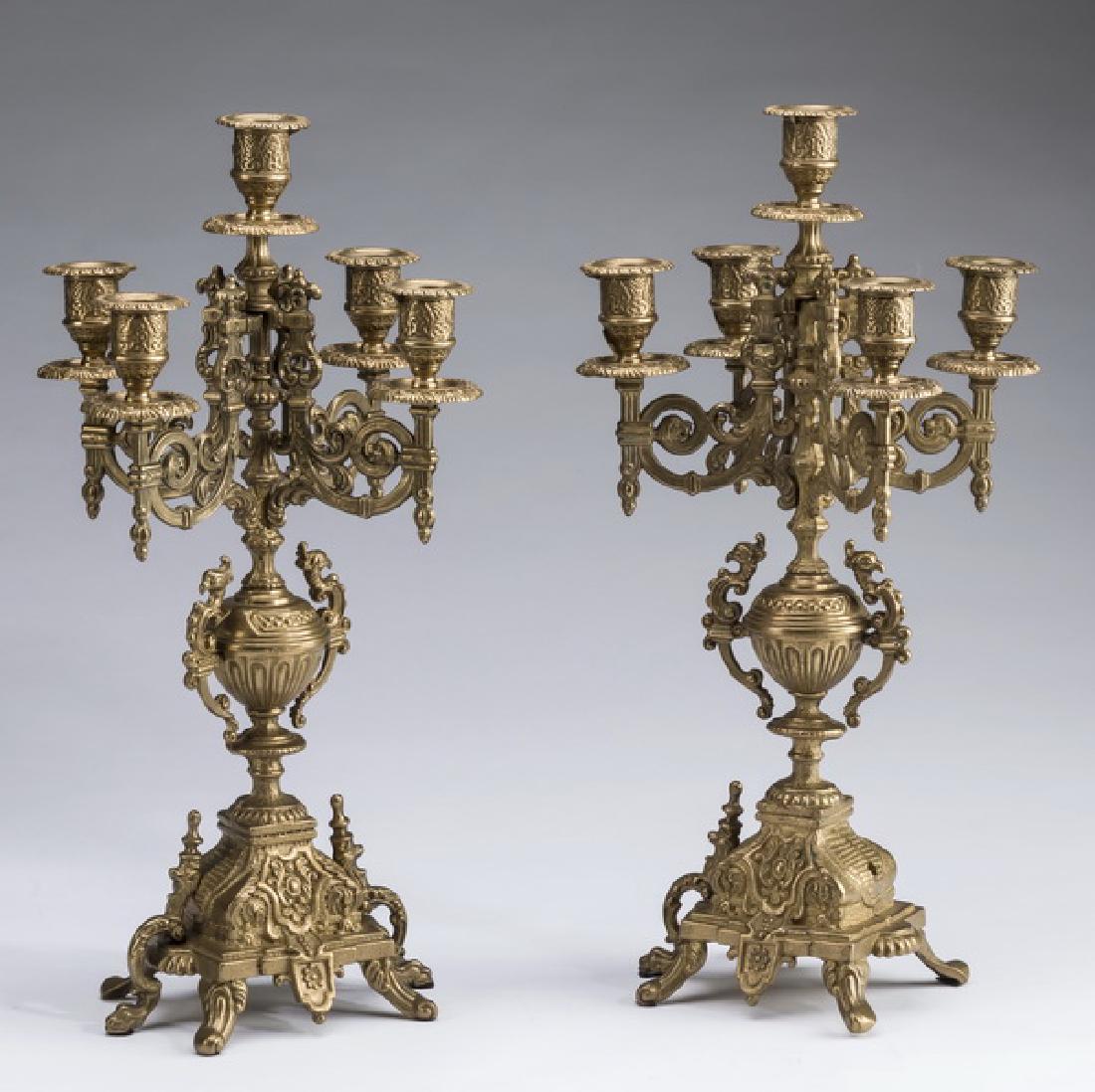 (2) Renaissance Revival style brass candelabra, 17"h (1 of 3)