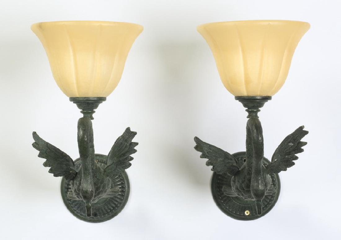 (2) Neoclassical alabaster and bronze sconces (1 of 2)