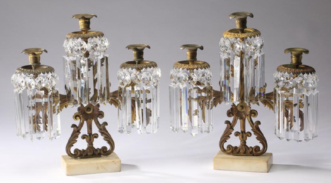 (2) Rococo style gilt metal and crystal candelabra (1 of 3)
