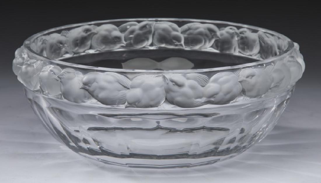 Lalique 'Mesanges' crystal coup bowl, 10"dia (1 of 3)