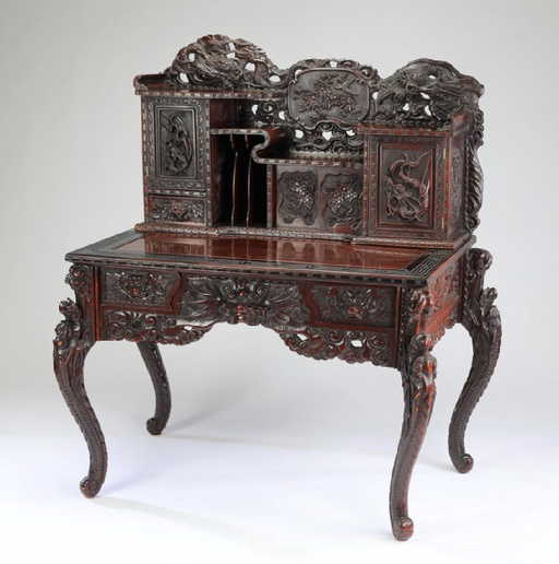 Early 20th C Anese Carved Dragon Desk 53 H Anese Carved Dragon Desk 53 H