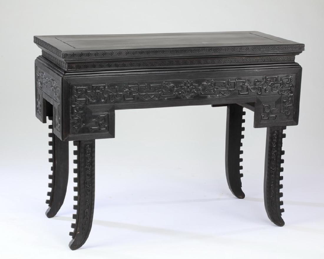 Chinese ebonized hardwood altar table, 44"l (1 of 4)