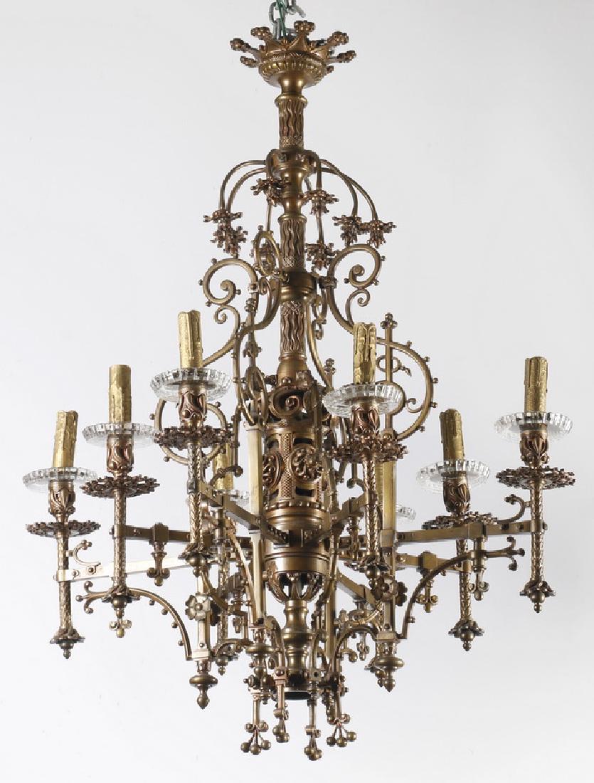 Early 20th c. Gothic Revival bronze chandelier (1 of 1)