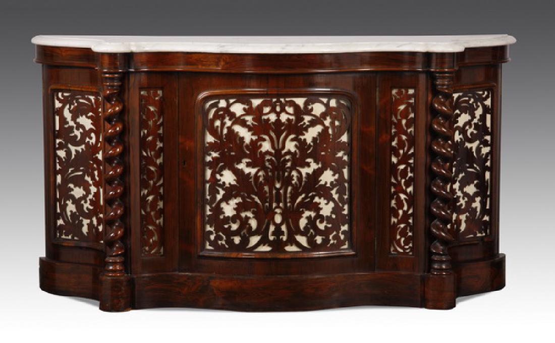 19th c. marble top rosewood commode, 70"w (1 of 3)