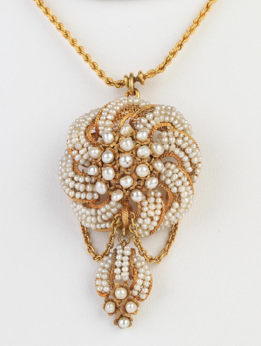19th c. seed pearl & 21k gold pendant (1 of 2)