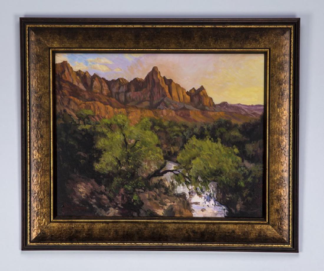 JD Slay III signed O/c of mountains in Zion Park (1 of 3)