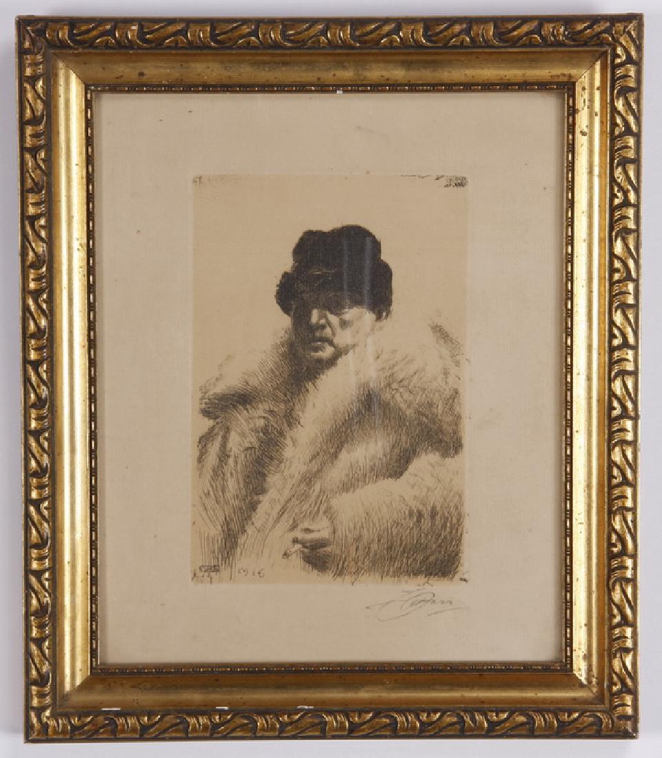 Anders Zorn self portrait etching on paper (1 of 3)