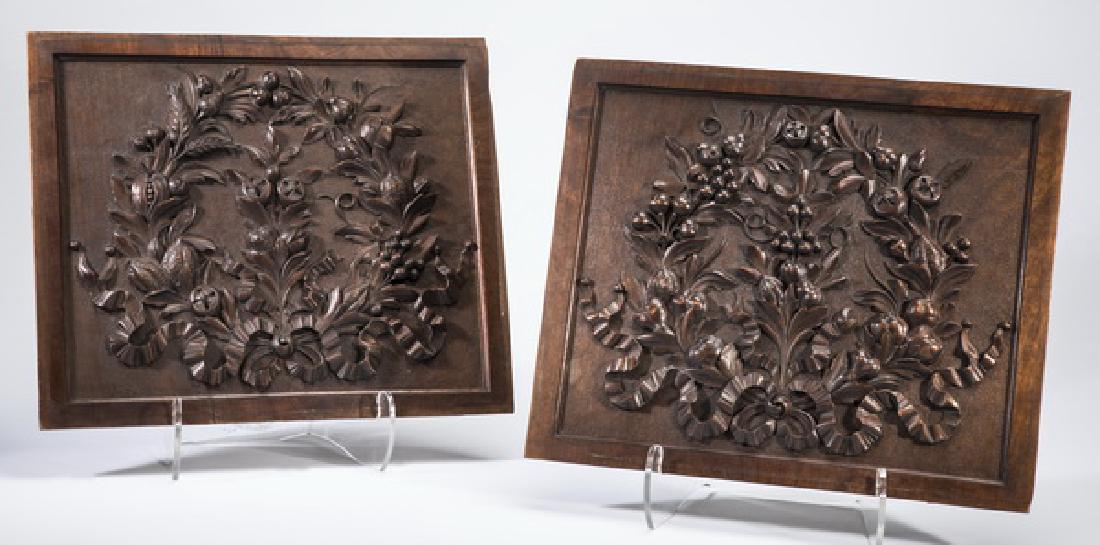 (2) 19th c. carved architectural panels w/ fruit (1 of 2)