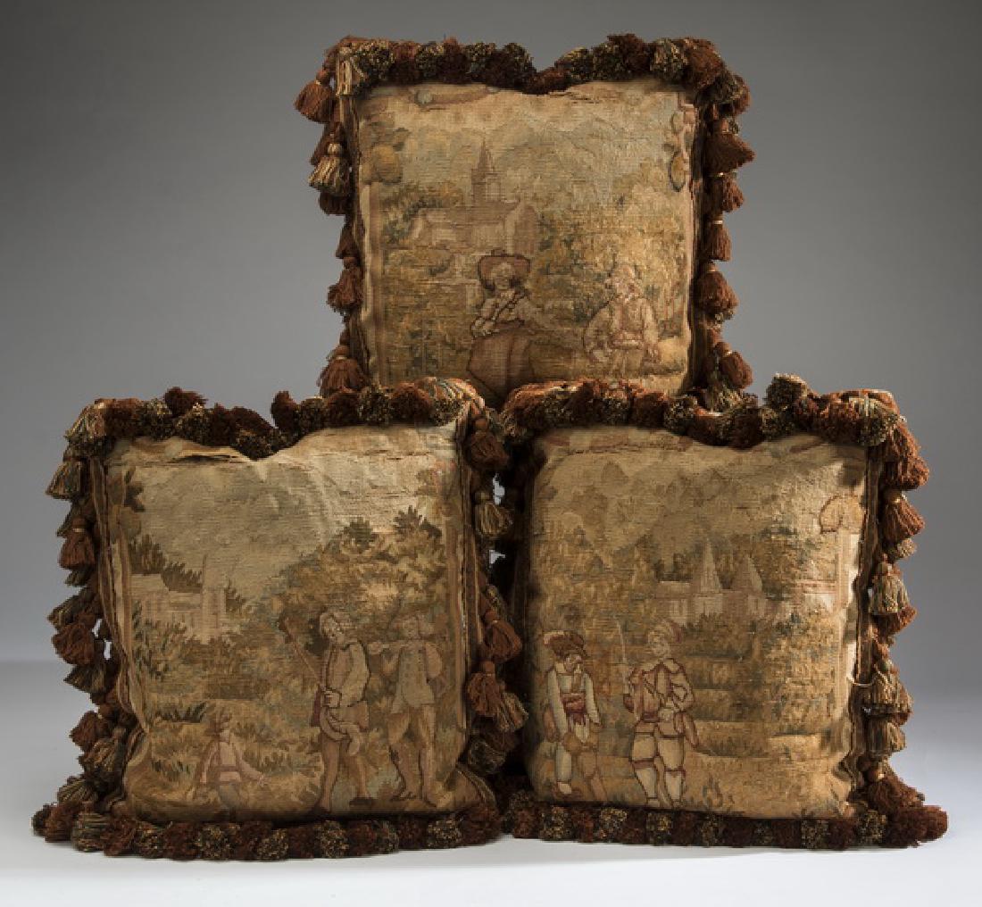 (3) Custom made Aubusson tapestry fragment pillows (1 of 5)