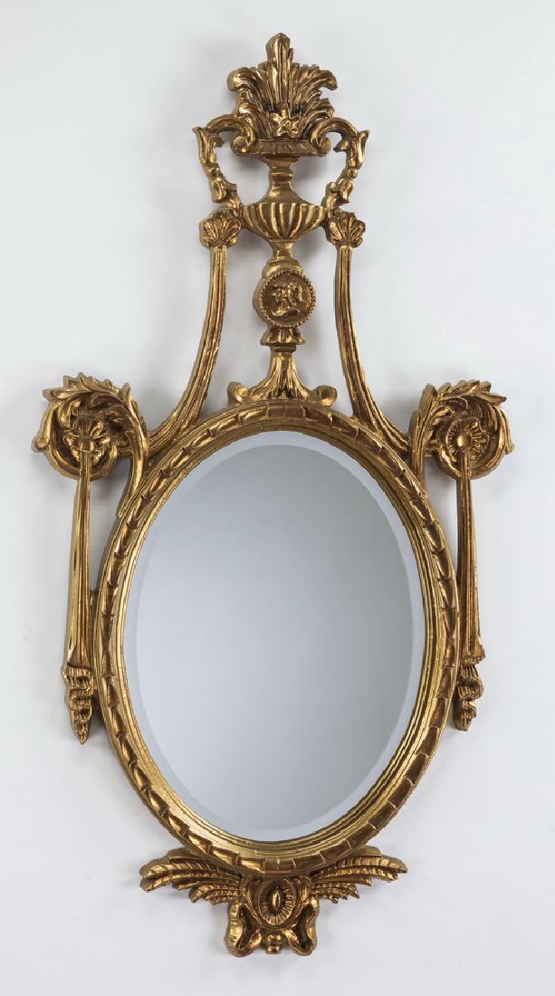 Oval gilded mirror in the Adams taste, 47"h (1 of 4)