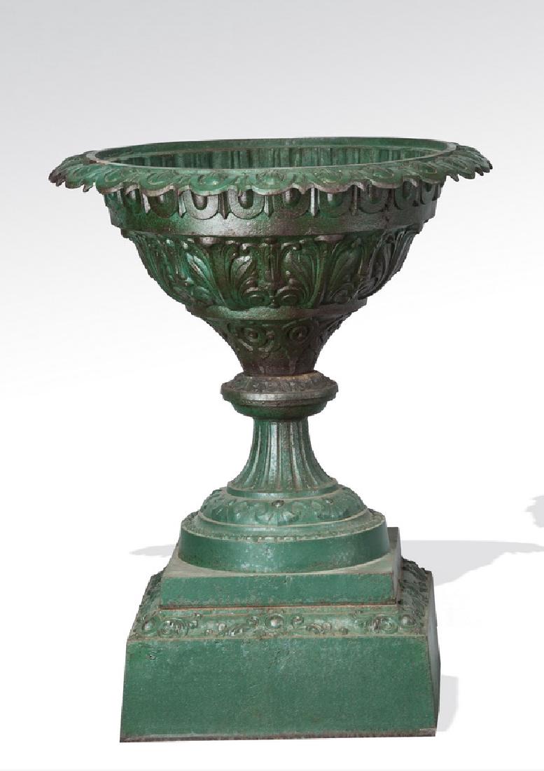 19th century J.W. Fiske cast iron urn, 35"h (1 of 2)